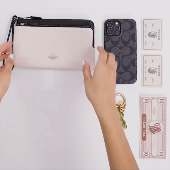 NWT Coach Double Zip Large wristlet wallet in Signature Canvas - Picture 7 of 11